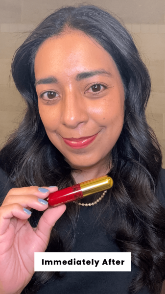 Allure managing editor Alessandra Foresto immediately after applying the VioletteFR Lip Nectar